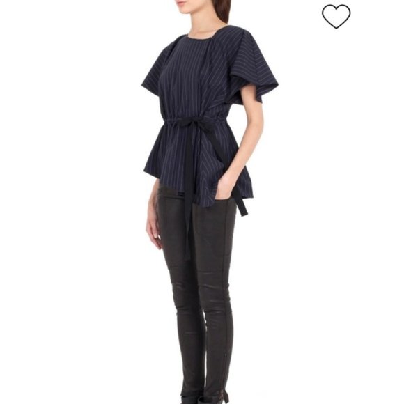 Marissa Webb Lorie Pinstripe Wool Wrap Blouse Size XS - Picture 16 of 16